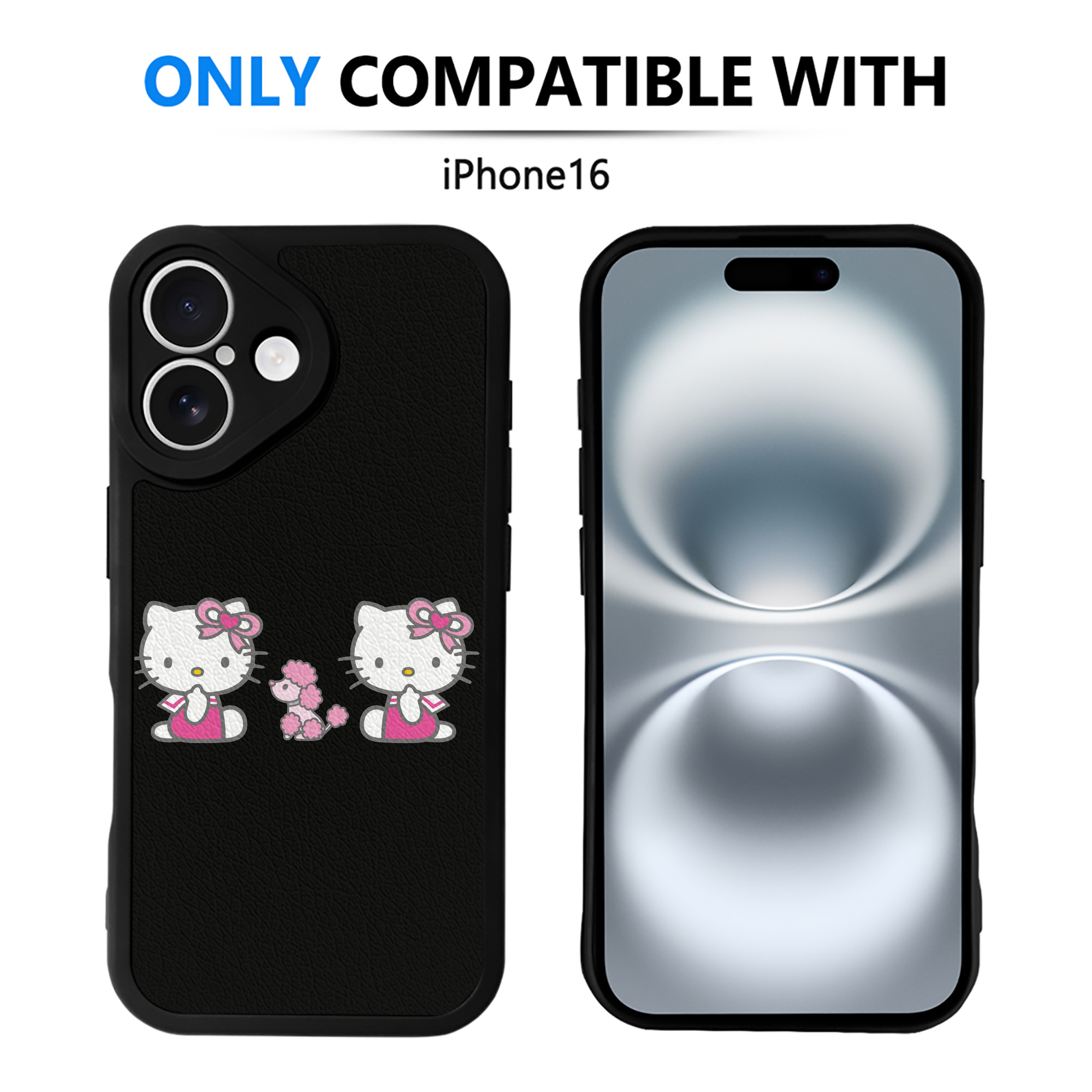 （画像用） Hello Kitty ハローキティ 【iPhone 16シリーズ対応】シリコンスマホケース（レザー調） 材質：シリコン